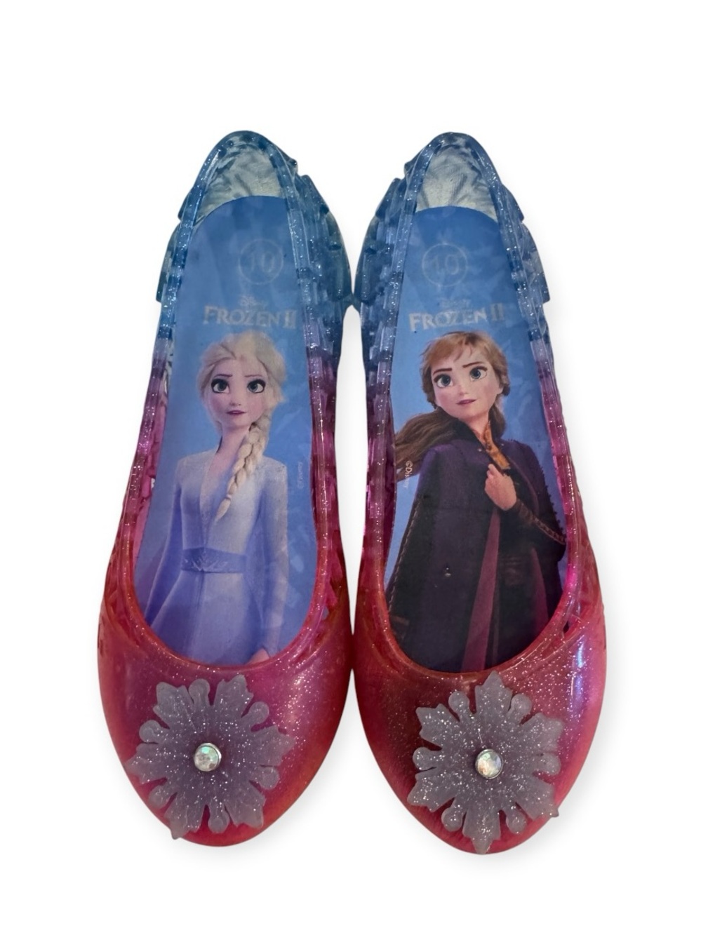 Disney Frozen II Elsa Anna Light Up Jelly Flats Girls Size 10